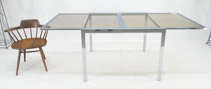 EstablishedLines Flip Top 40" Square Crome Base Smoked Glass Top Dining Table 84" Extended Clean!