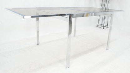 EstablishedLines Flip Top 40" Square Crome Base Smoked Glass Top Dining Table 84" Extended Clean!