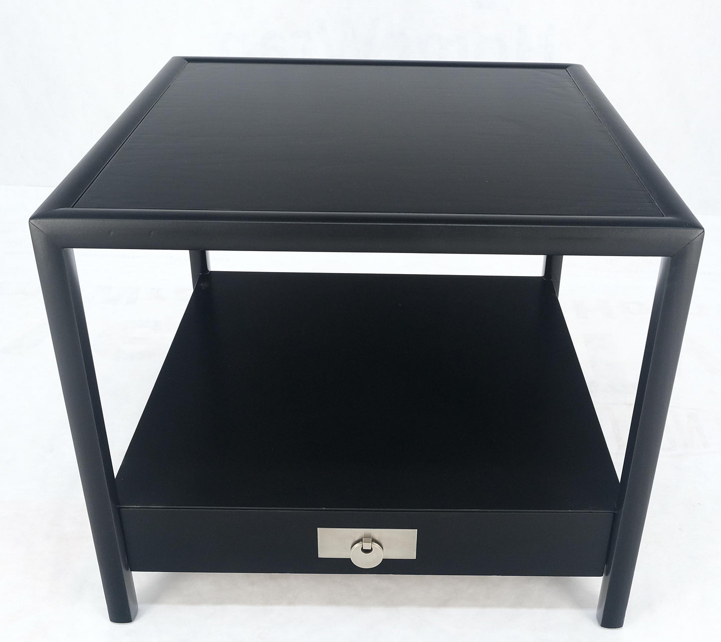 EstablishedLines Baker Black Lacquer One Drawer Two Tier Square Side End Table Night Stand MINT!