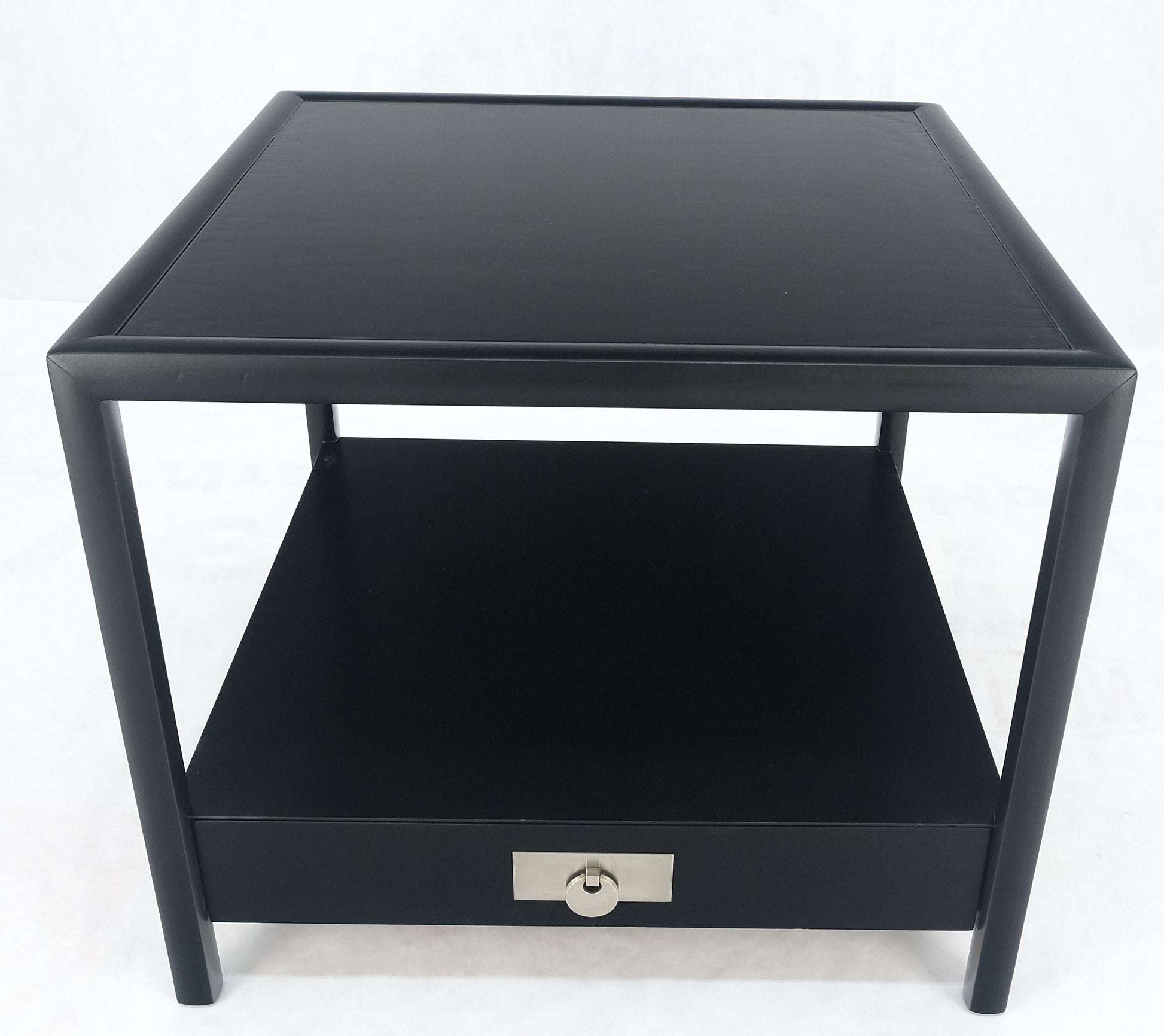 EstablishedLines Baker Black Lacquer One Drawer Two Tier Square Side End Table Night Stand MINT!