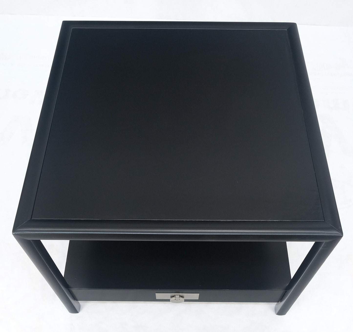 EstablishedLines Baker Black Lacquer One Drawer Two Tier Square Side End Table Night Stand MINT!