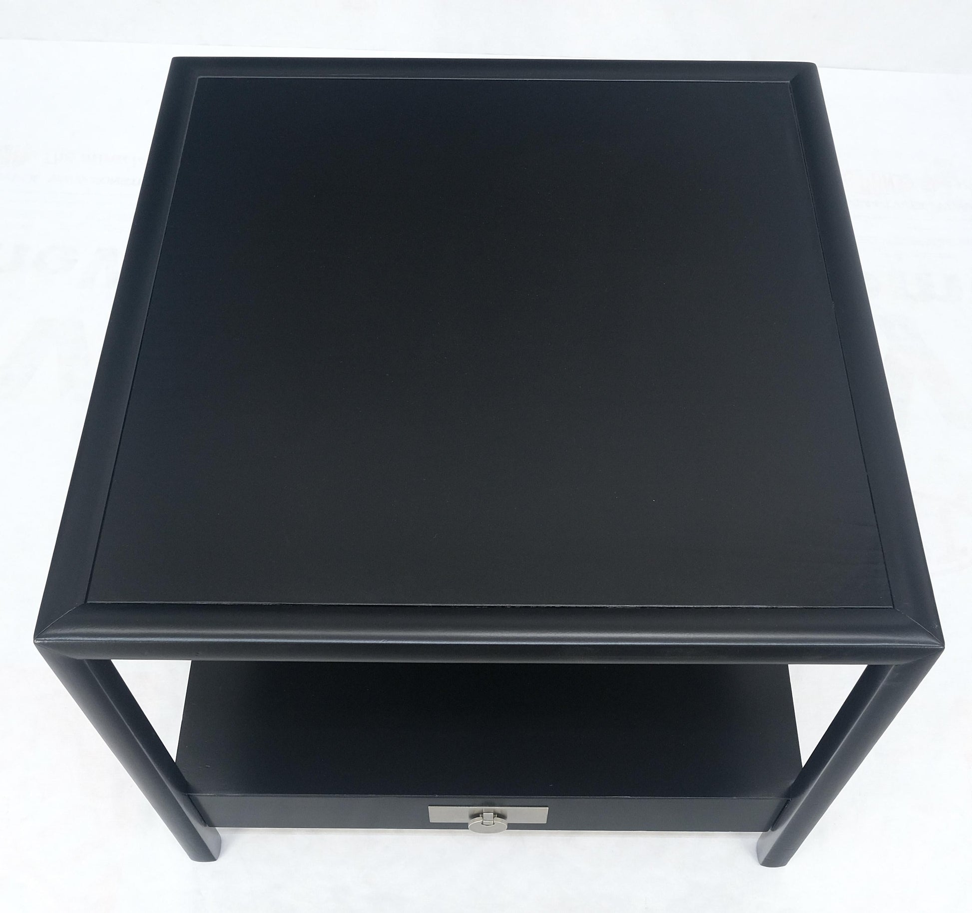 EstablishedLines Baker Black Lacquer One Drawer Two Tier Square Side End Table Night Stand MINT!