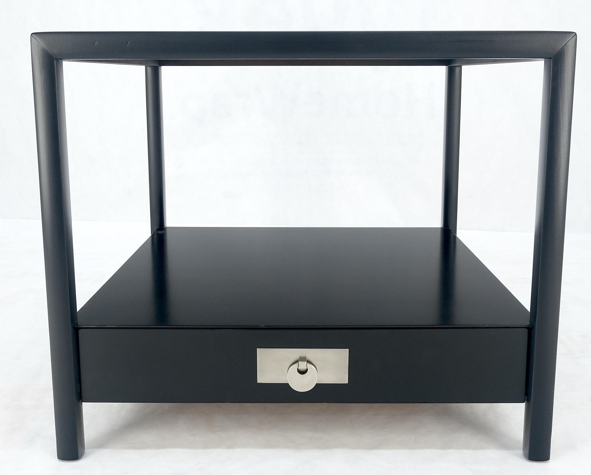 EstablishedLines Baker Black Lacquer One Drawer Two Tier Square Side End Table Night Stand MINT!