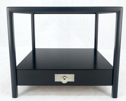 EstablishedLines Baker Black Lacquer One Drawer Two Tier Square Side End Table Night Stand MINT!