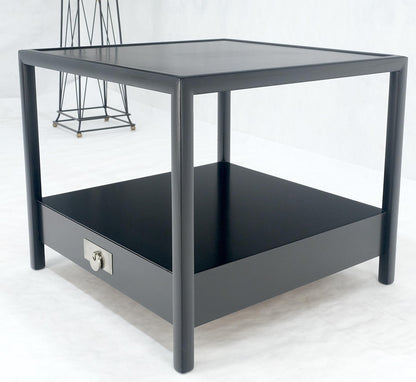 EstablishedLines Baker Black Lacquer One Drawer Two Tier Square Side End Table Night Stand MINT!