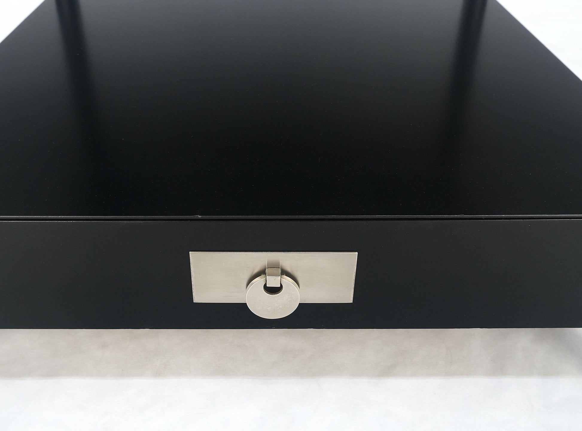 EstablishedLines Baker Black Lacquer One Drawer Two Tier Square Side End Table Night Stand MINT!