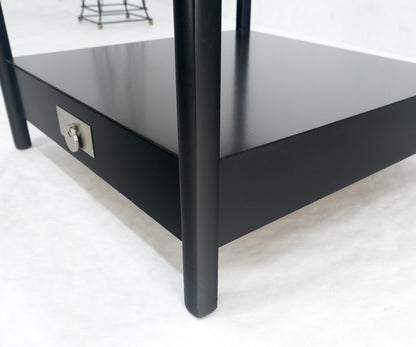 EstablishedLines Baker Black Lacquer One Drawer Two Tier Square Side End Table Night Stand MINT!