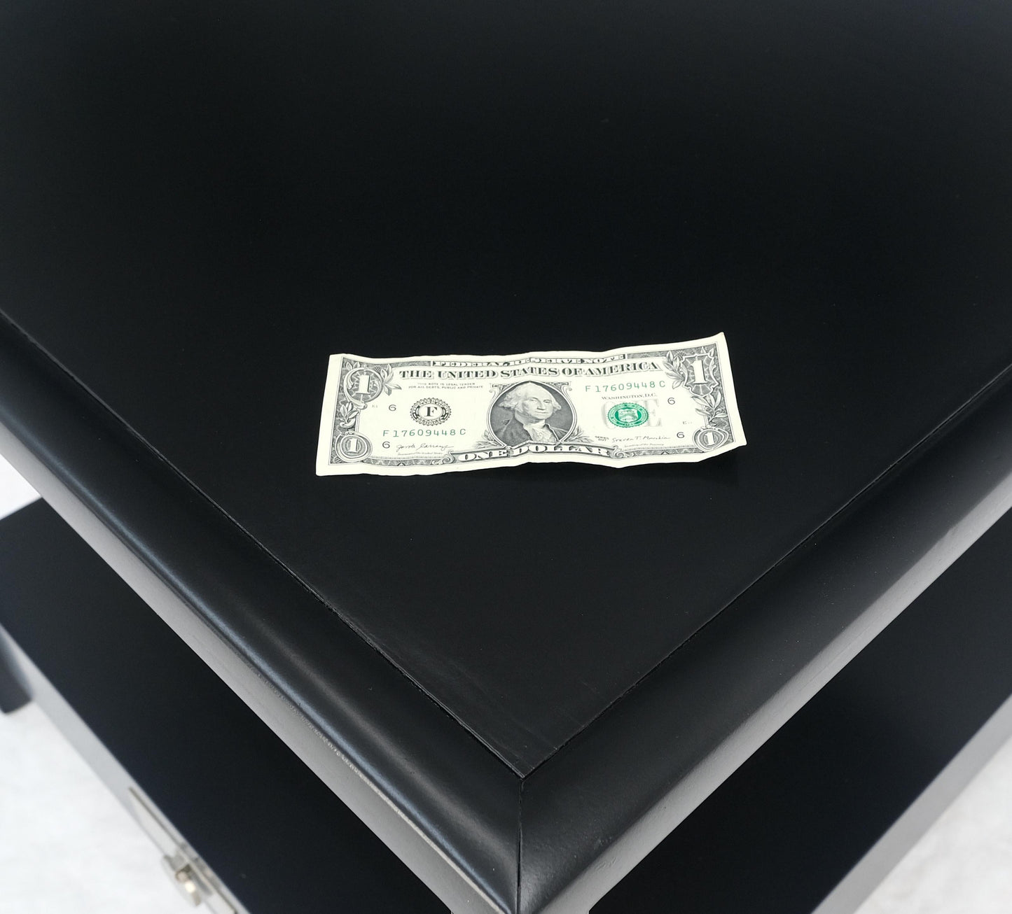EstablishedLines Baker Black Lacquer One Drawer Two Tier Square Side End Table Night Stand MINT!
