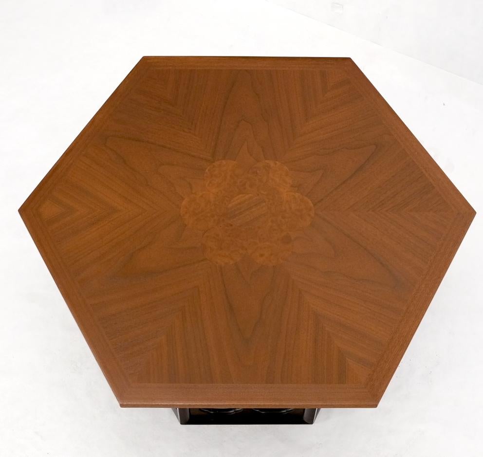 EstablishedLines Widdicomb Hexagon Light Walnut Top Center Lamp Side Table Stand Espresso Base
