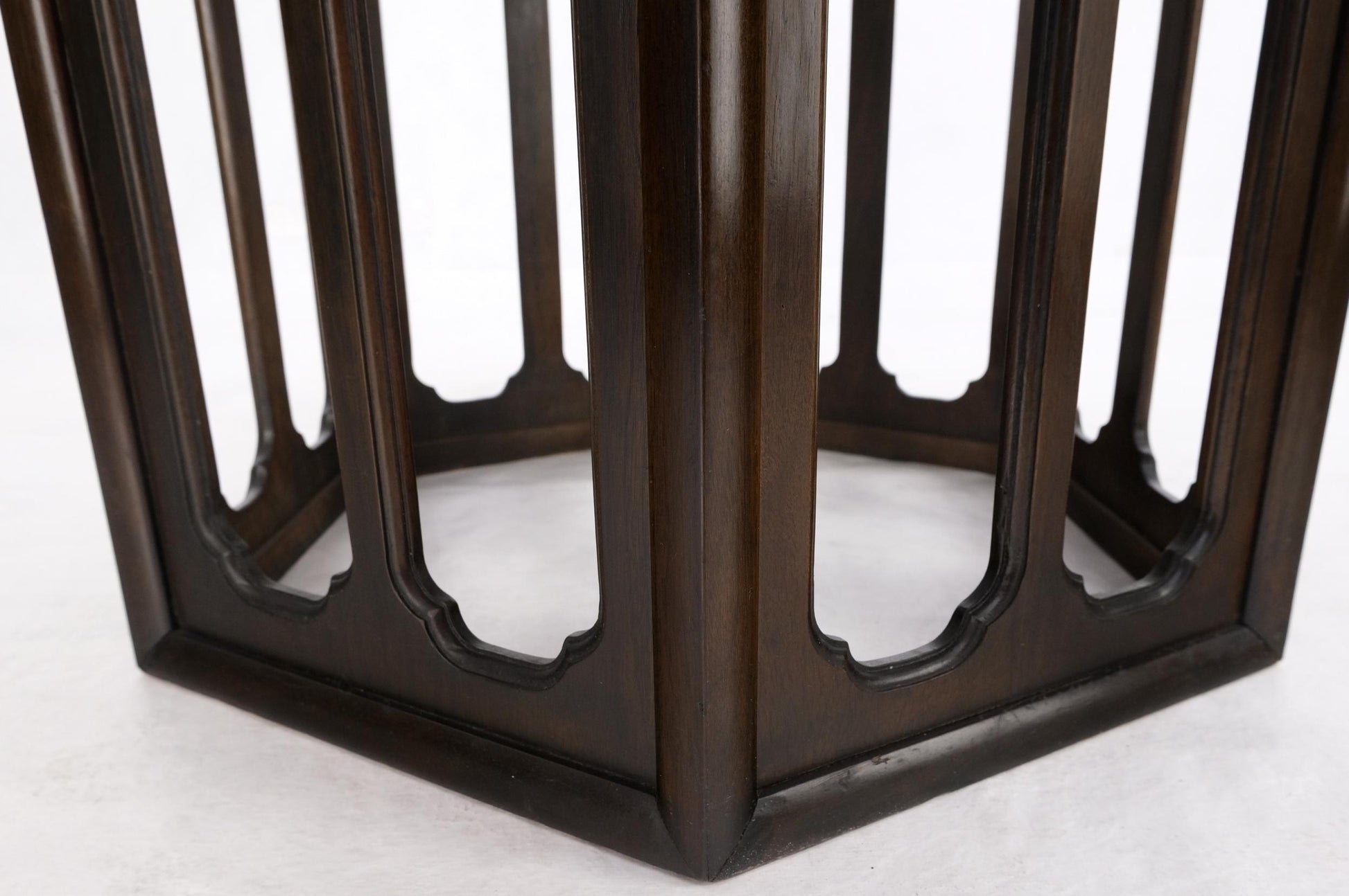 EstablishedLines Widdicomb Hexagon Light Walnut Top Center Lamp Side Table Stand Espresso Base