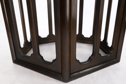 EstablishedLines Widdicomb Hexagon Light Walnut Top Center Lamp Side Table Stand Espresso Base