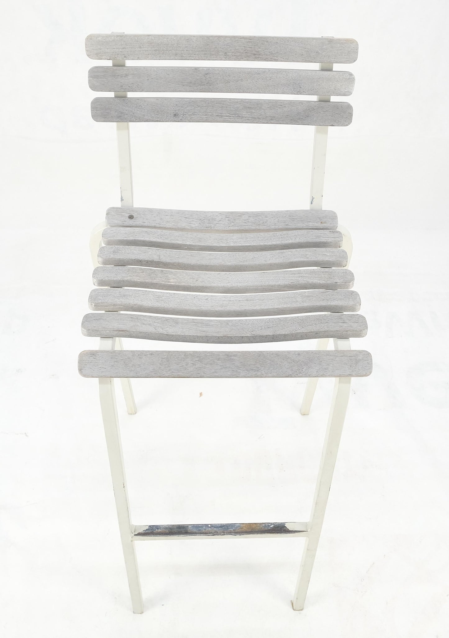 EstablishedLines Set of 12 Weathered TEAK & Aluminum Outdoor Bar Stools Made in Italy