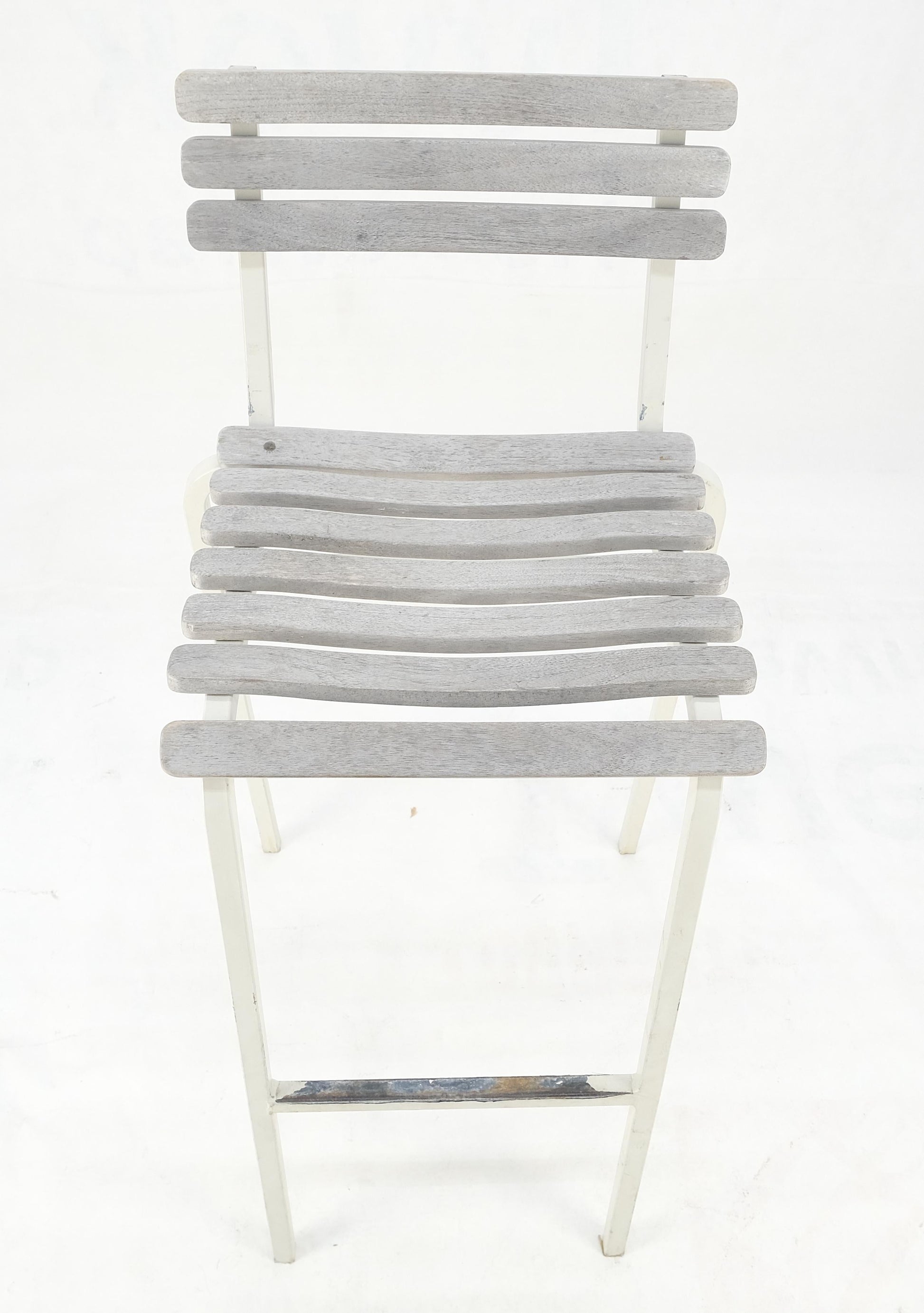 EstablishedLines Set of 12 Weathered TEAK & Aluminum Outdoor Bar Stools Made in Italy