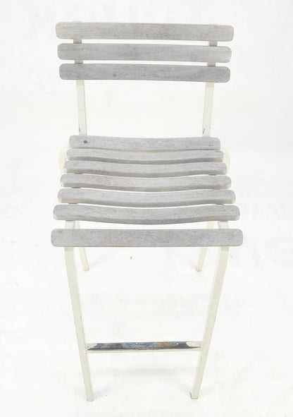 EstablishedLines Set of 12 Weathered TEAK & Aluminum Outdoor Bar Stools Made in Italy