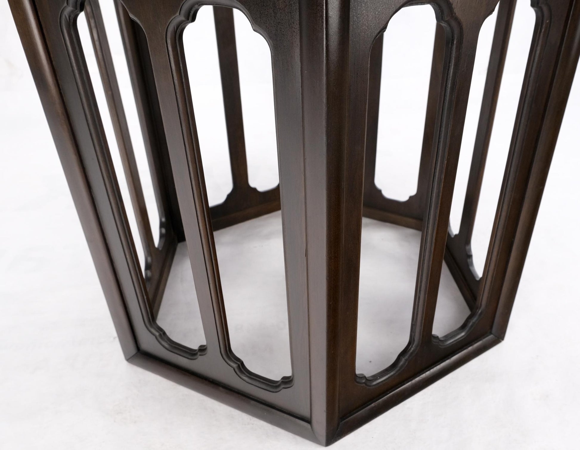EstablishedLines Widdicomb Hexagon Light Walnut Top Center Lamp Side Table Stand Espresso Base