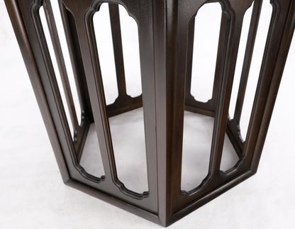 EstablishedLines Widdicomb Hexagon Light Walnut Top Center Lamp Side Table Stand Espresso Base