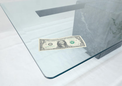 EstablishedLines Grey Italian Marble Cube Shape Base 30x50 Rectangle Glass Top Coffee Table CLEAN