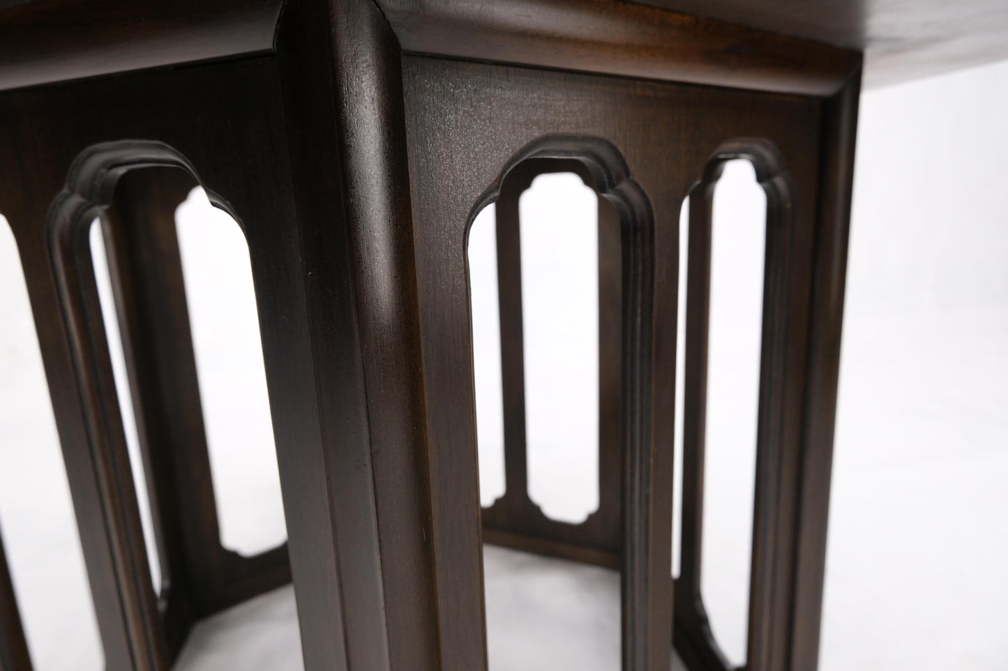 EstablishedLines Widdicomb Hexagon Light Walnut Top Center Lamp Side Table Stand Espresso Base