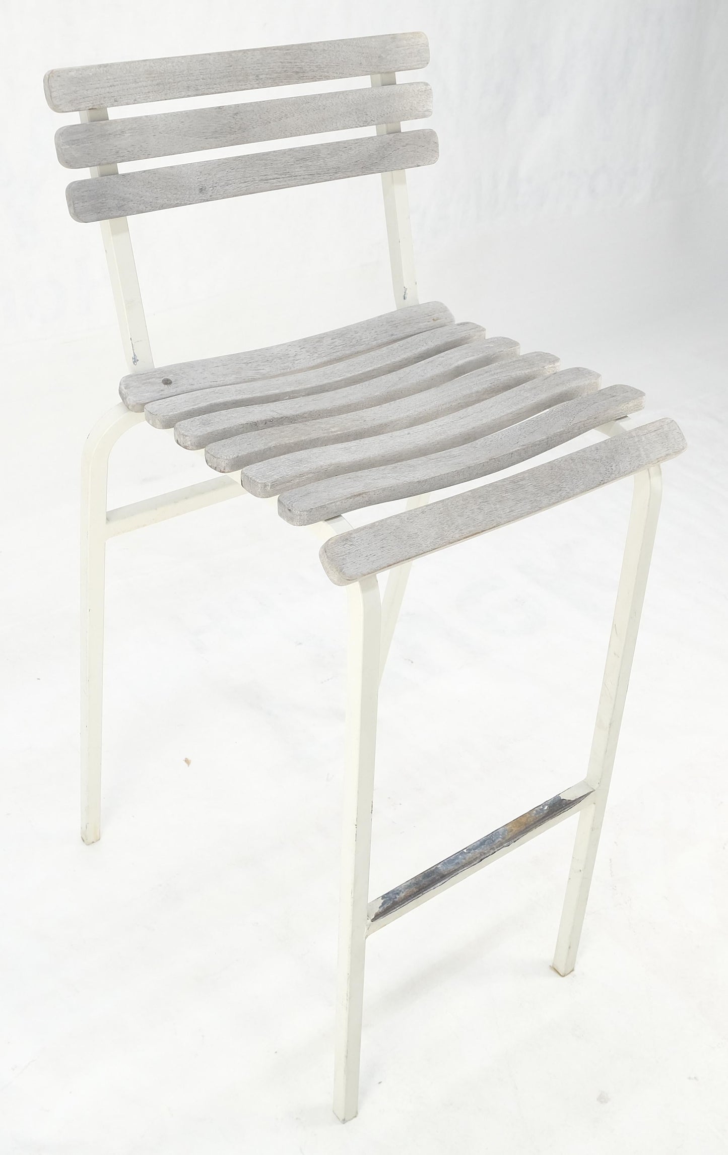 EstablishedLines Set of 12 Weathered TEAK & Aluminum Outdoor Bar Stools Made in Italy