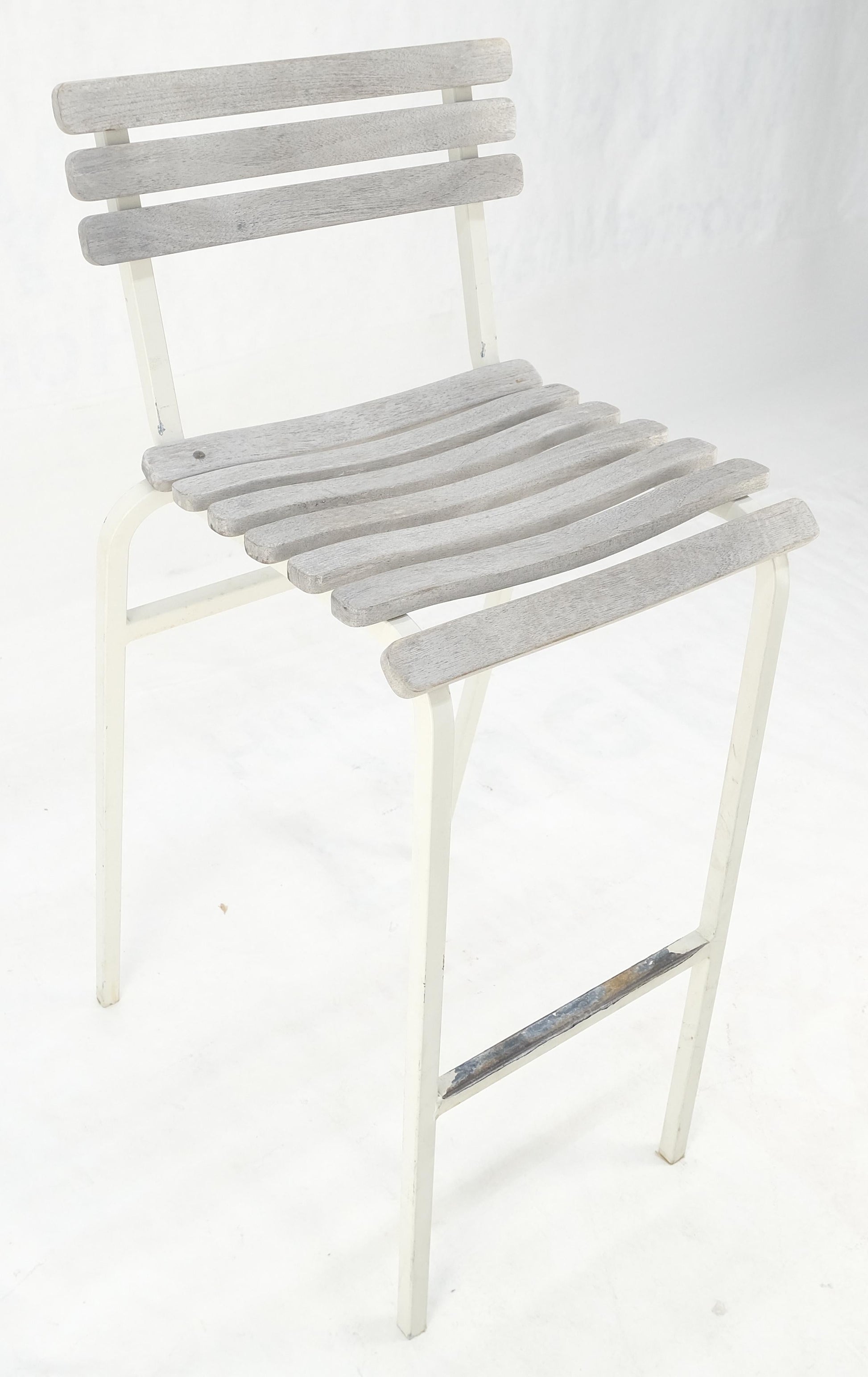 EstablishedLines Set of 12 Weathered TEAK & Aluminum Outdoor Bar Stools Made in Italy