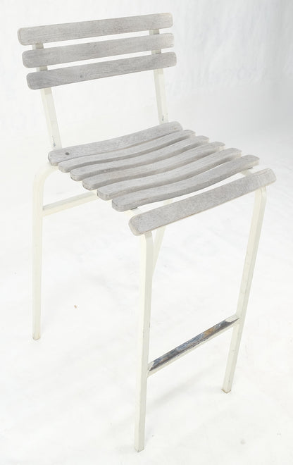 EstablishedLines Set of 12 Weathered TEAK & Aluminum Outdoor Bar Stools Made in Italy