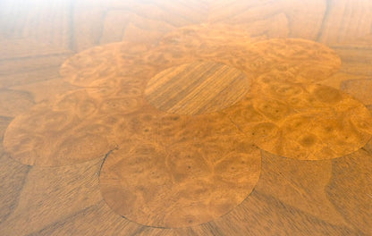 EstablishedLines Widdicomb Hexagon Light Walnut Top Center Lamp Side Table Stand Espresso Base