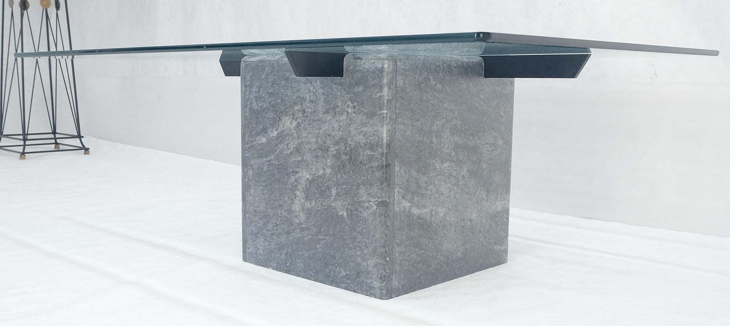 EstablishedLines Grey Italian Marble Cube Shape Base 30x50 Rectangle Glass Top Coffee Table CLEAN