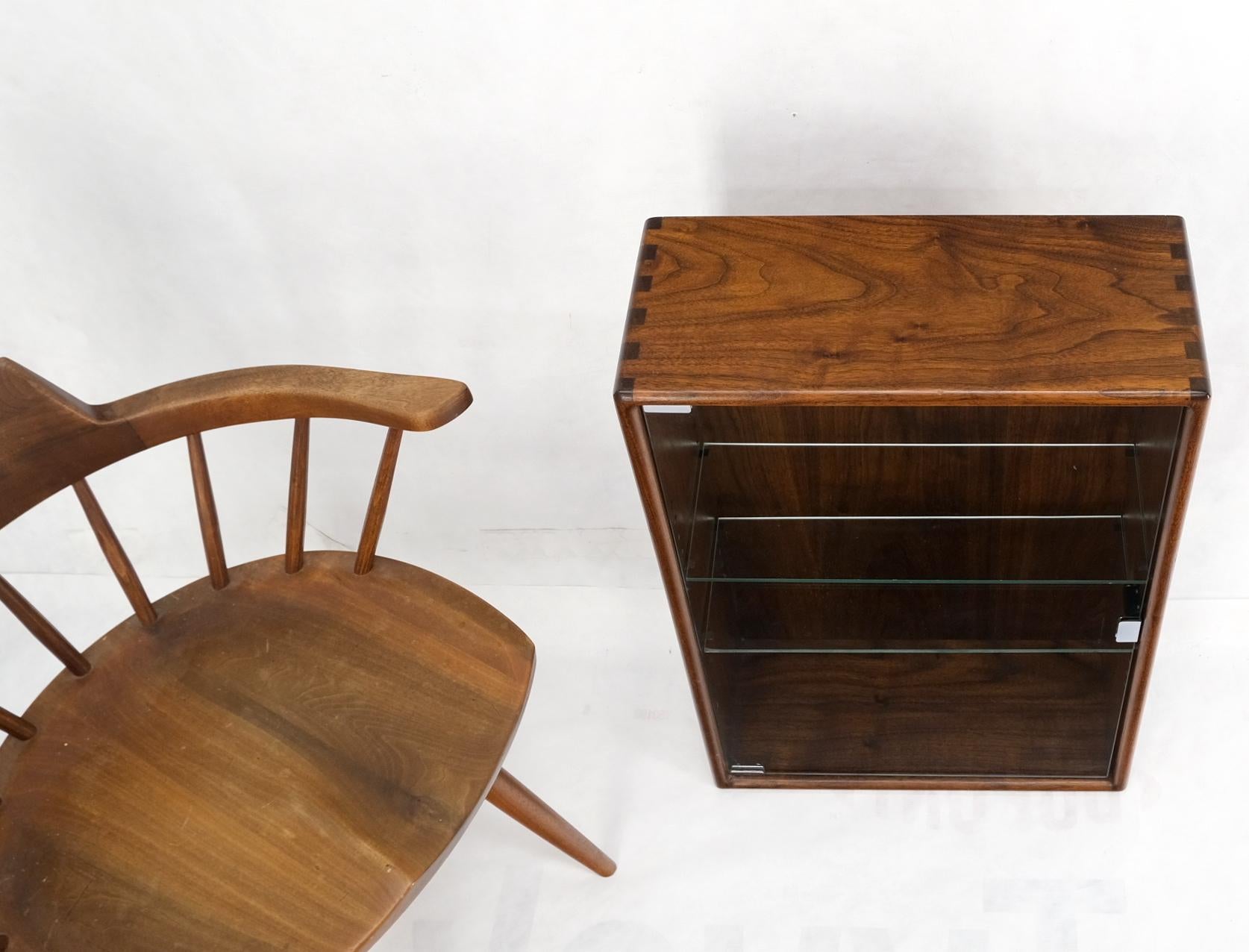 EstablishedLines Solid Walnut Dovetailed Construction Design Glass Door Custom Hanging Cabinet
