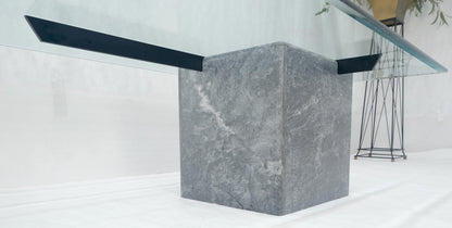 EstablishedLines Grey Italian Marble Cube Shape Base 30x50 Rectangle Glass Top Coffee Table CLEAN