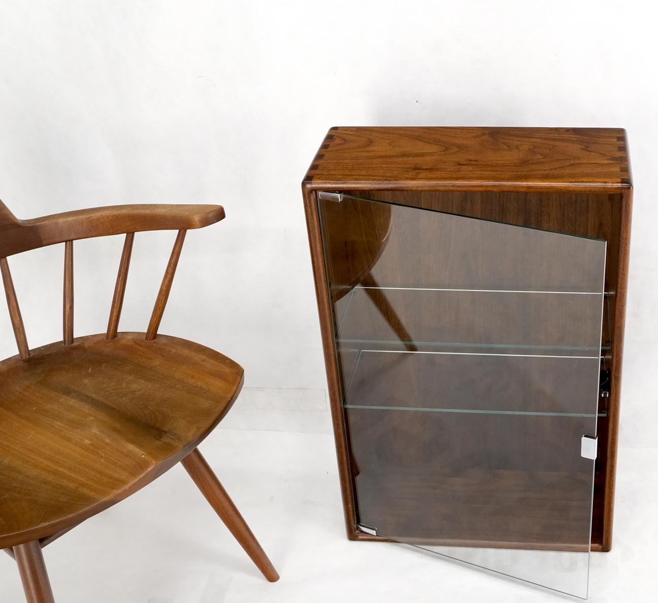 EstablishedLines Solid Walnut Dovetailed Construction Design Glass Door Custom Hanging Cabinet
