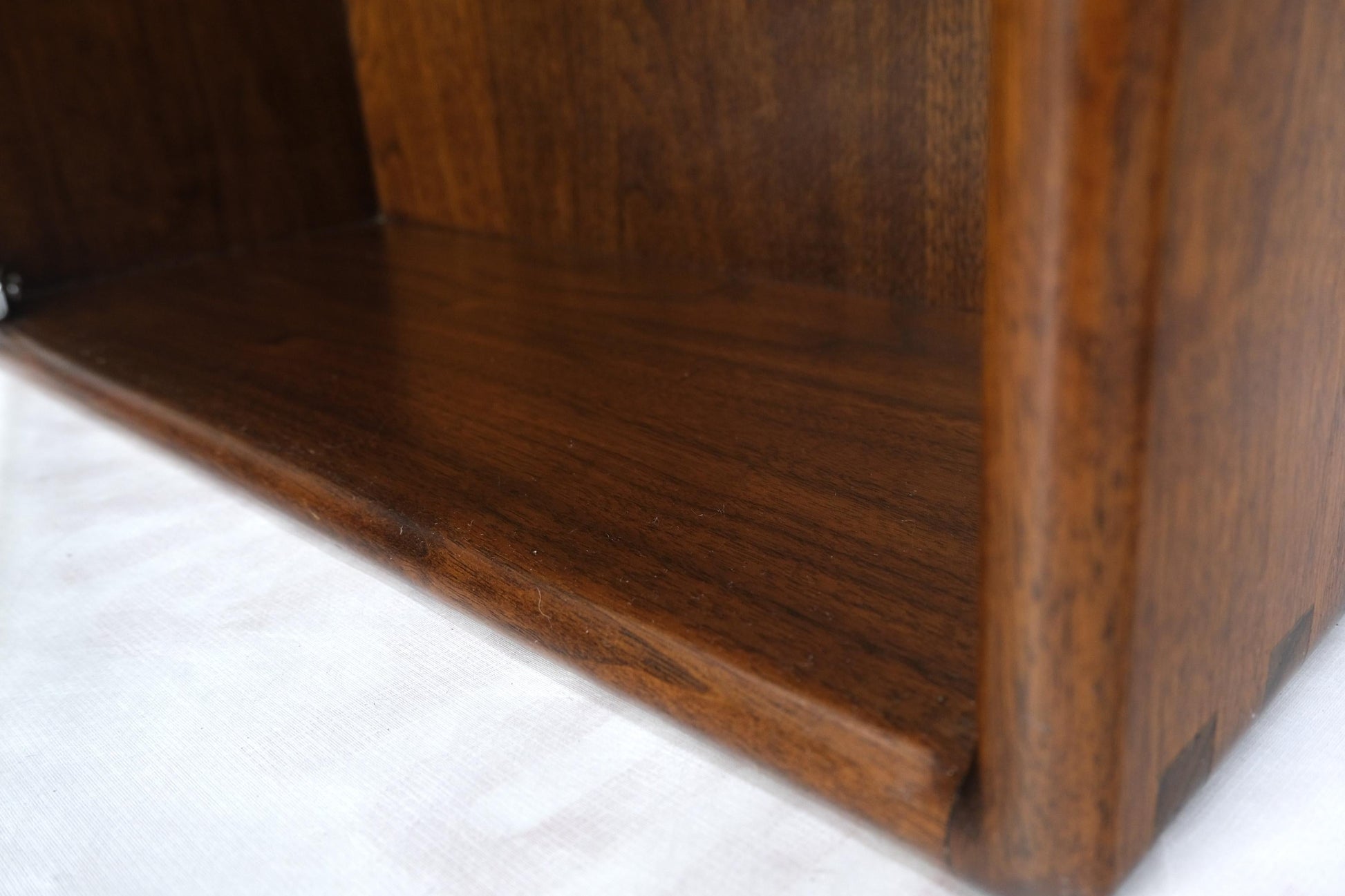 EstablishedLines Solid Walnut Dovetailed Construction Design Glass Door Custom Hanging Cabinet