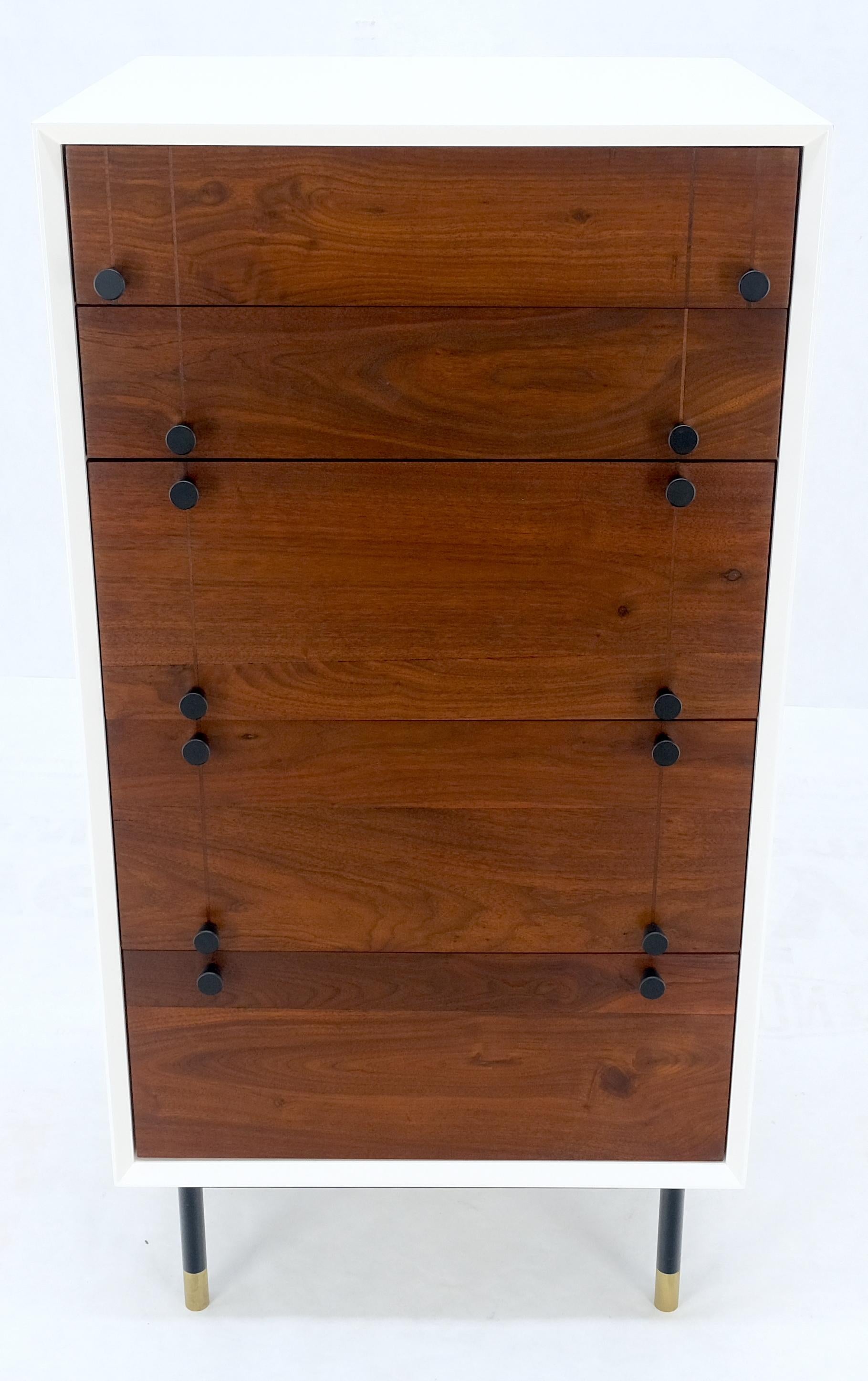 Two Tone 47" Tall White Bedroom Dresser 5 Walnut Drawers