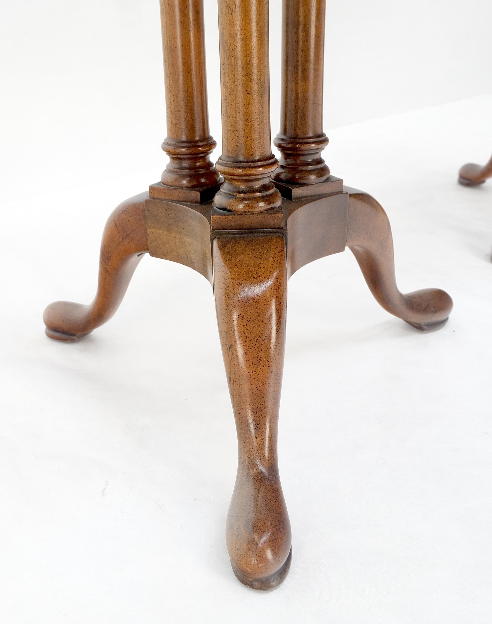 EstablishedLines Pair Gallery Burl Wood Top Tripod Bases Side End Occasional Lamp Tables Stands