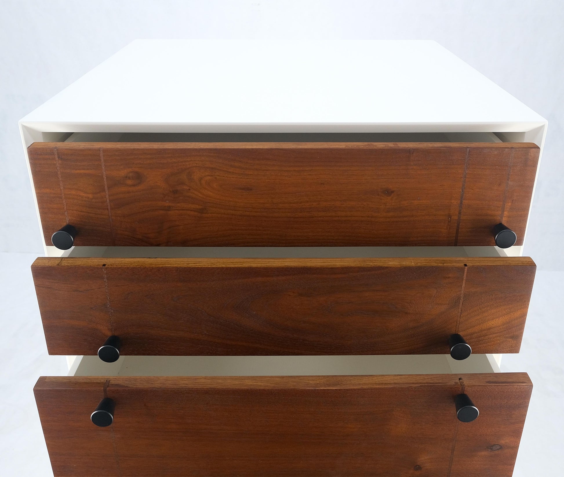 Two Tone 47" Tall White Bedroom Dresser 5 Walnut Drawers
