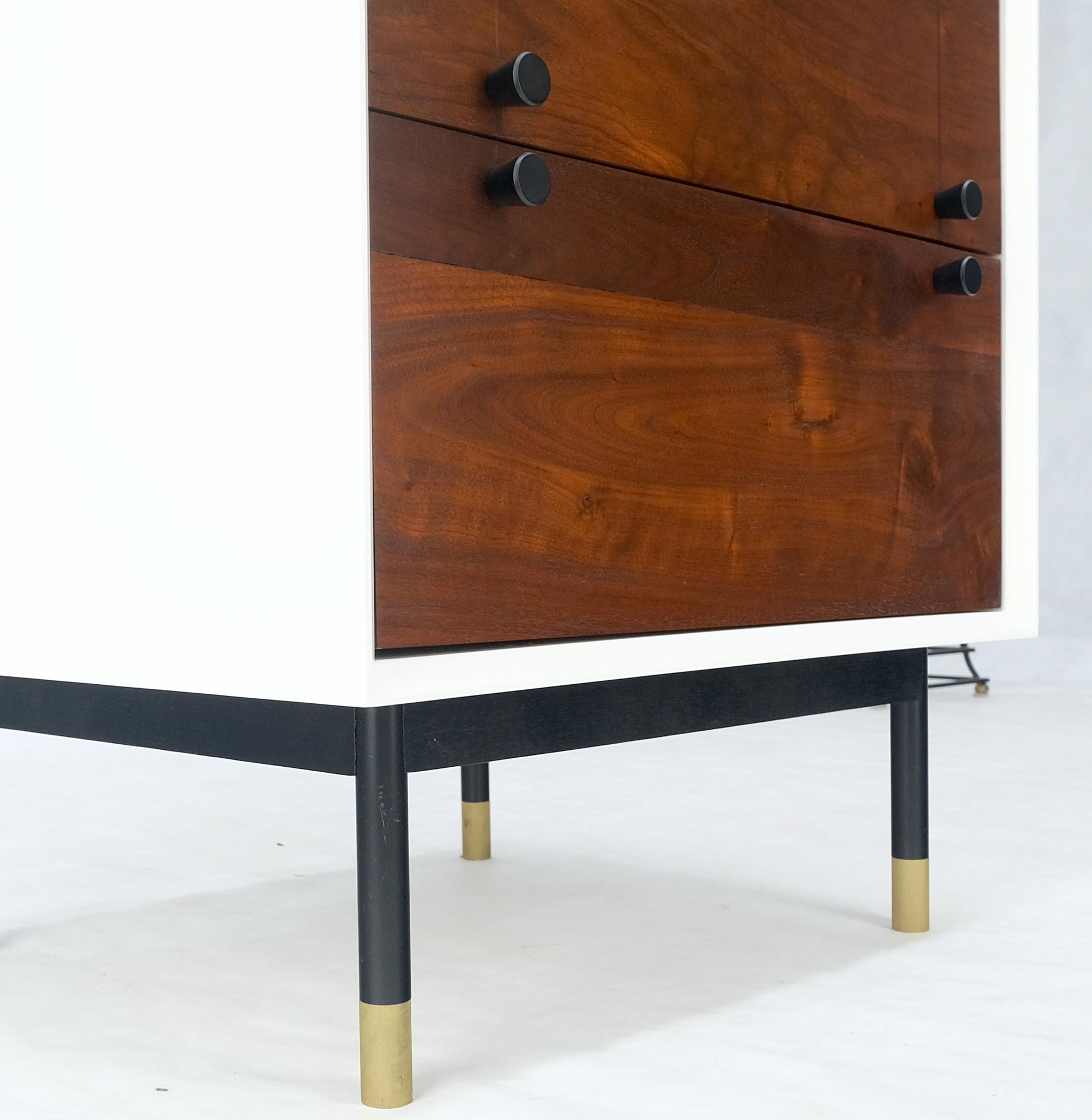 Two Tone 47" Tall White Bedroom Dresser 5 Walnut Drawers