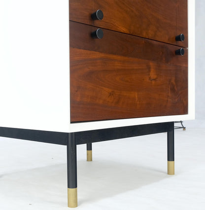 Two Tone 47" Tall White Bedroom Dresser 5 Walnut Drawers
