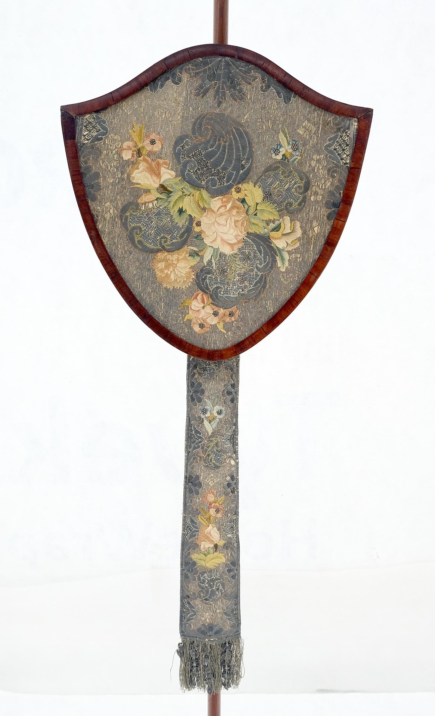 EstablishedLines Antique 19th Century Victorian Shield Shape Elegant Tripod Base Fire Screen MINT