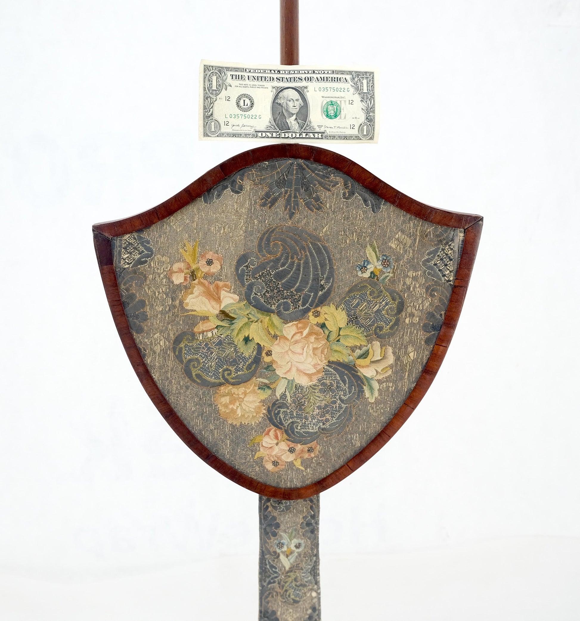 EstablishedLines Antique 19th Century Victorian Shield Shape Elegant Tripod Base Fire Screen MINT