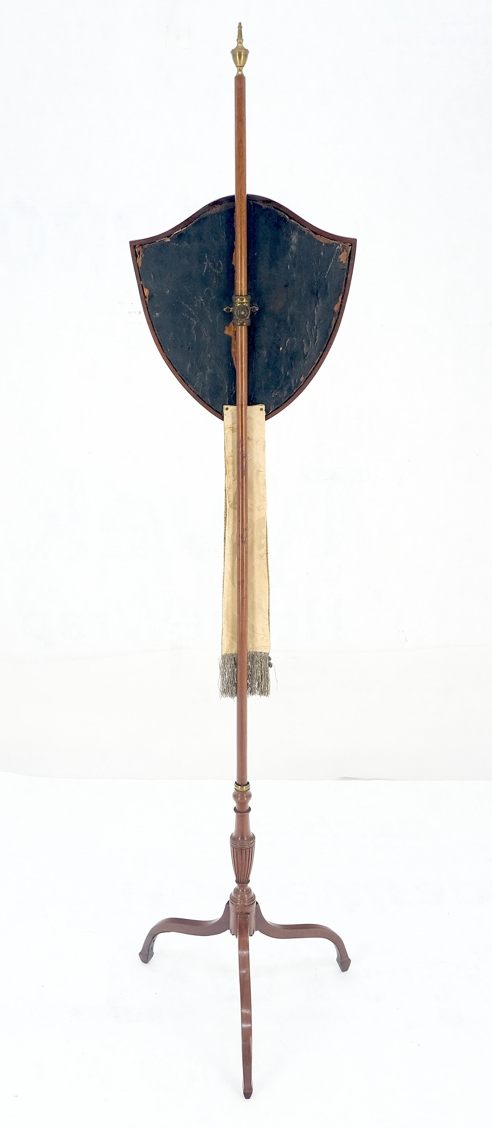 EstablishedLines Antique 19th Century Victorian Shield Shape Elegant Tripod Base Fire Screen MINT
