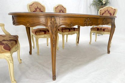 EstablishedLines 8 Carved Dining Chairs Walnut Table 3x18" Leaves Overall 132" Long Dining Set