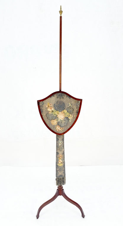 EstablishedLines Antique 19th Century Victorian Shield Shape Elegant Tripod Base Fire Screen MINT