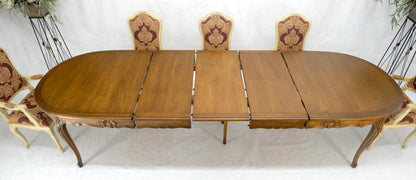 EstablishedLines 8 Carved Dining Chairs Walnut Table 3x18" Leaves Overall 132" Long Dining Set
