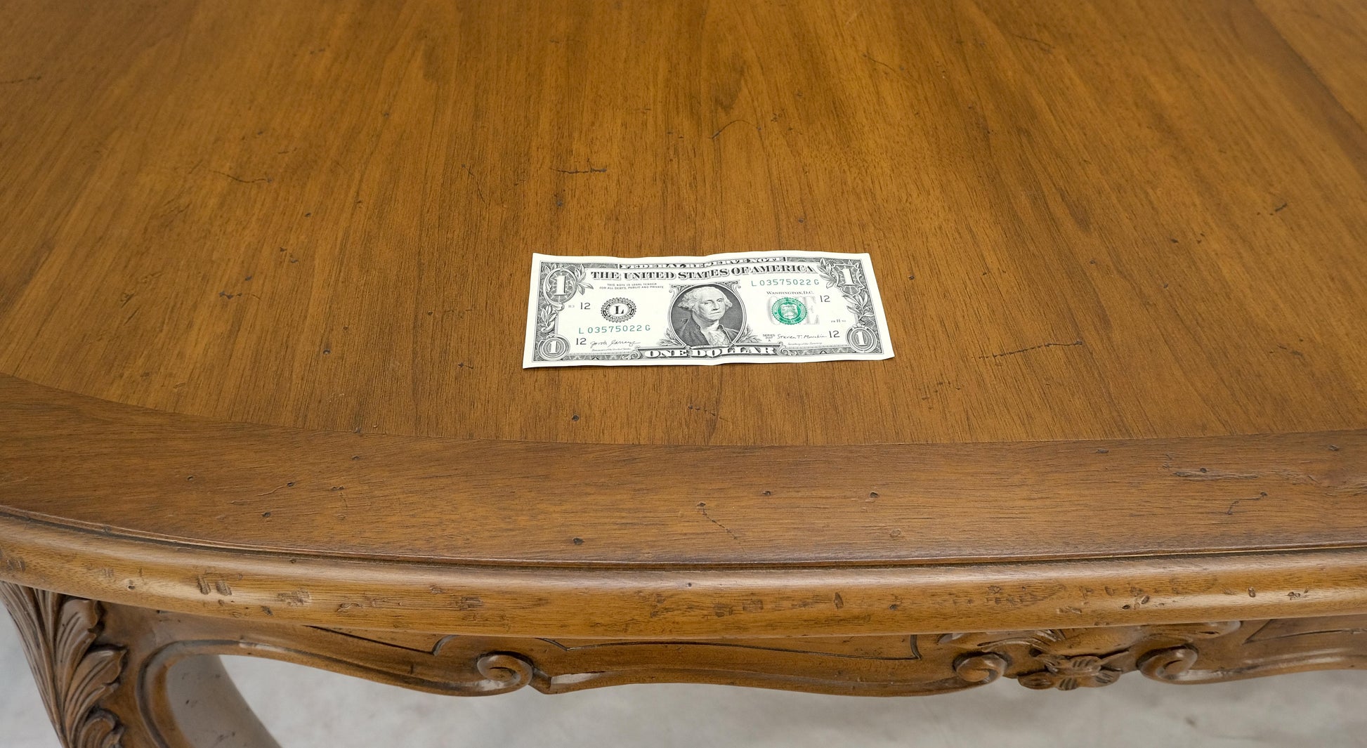 EstablishedLines 8 Carved Dining Chairs Walnut Table 3x18" Leaves Overall 132" Long Dining Set
