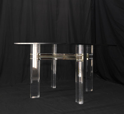 EstablishedLines Glass Top Octagonal Shape Lucite Base Dining Conference Table Mint!