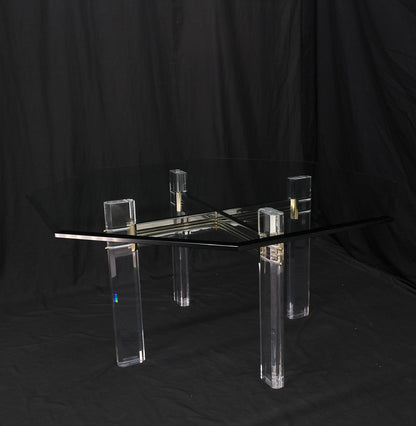 EstablishedLines Glass Top Octagonal Shape Lucite Base Dining Conference Table Mint!