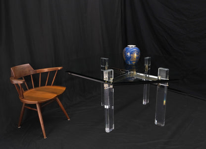 EstablishedLines Glass Top Octagonal Shape Lucite Base Dining Conference Table Mint!