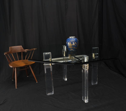 EstablishedLines Glass Top Octagonal Shape Lucite Base Dining Conference Table Mint!
