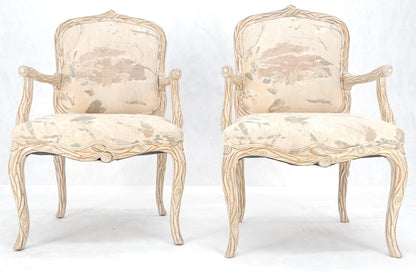 EstablishedLines Faux Carved Twig Wood & Eye Theme Arm Lounge Fireside Arm Chairs White Wash MINT
