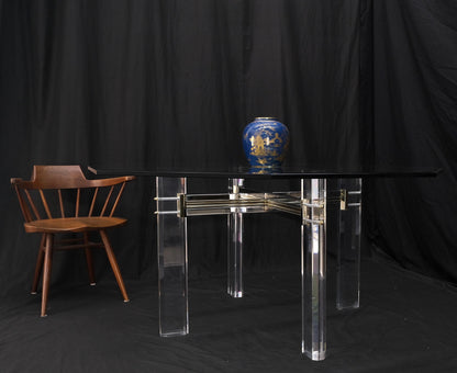 EstablishedLines Glass Top Octagonal Shape Lucite Base Dining Conference Table Mint!