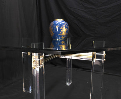 EstablishedLines Glass Top Octagonal Shape Lucite Base Dining Conference Table Mint!